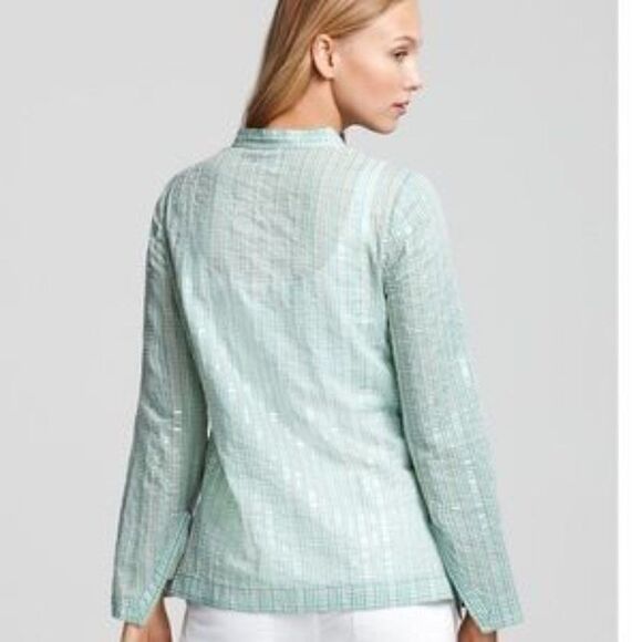 Tory Burch Green & White Sequin Stephanie Tunic. Size 6. Excellent Condition. - Picture 8 of 8